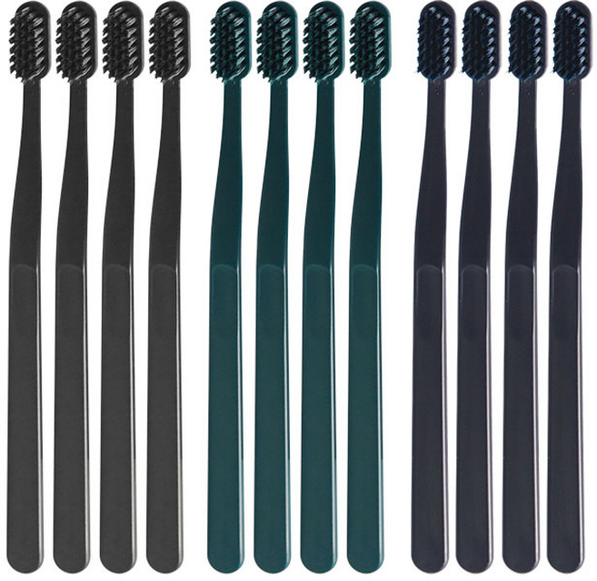 생활도감 이중미세모 칫솔 그린 4p + 블루 4p + 블랙 4p, 1세트