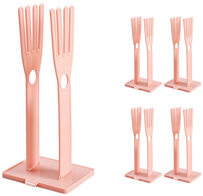 블럭마트 주방 다용도 고무장갑 건조대 건조선반, 핑크, 5세트