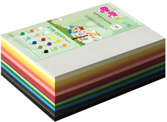 paperculture 達文西壓紋彩色紙 180g 15色混合, A4, 200張