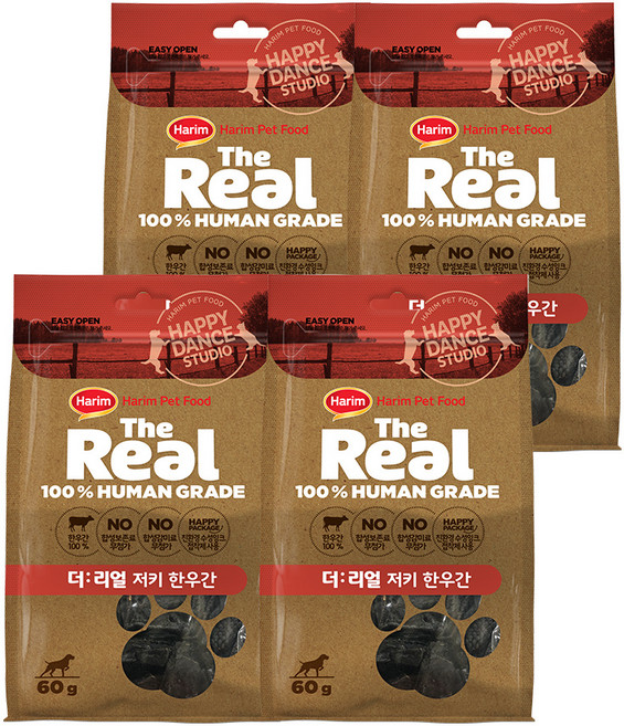 하림펫푸드 강아지 더리얼 져키, 한우간, 60g, 4개