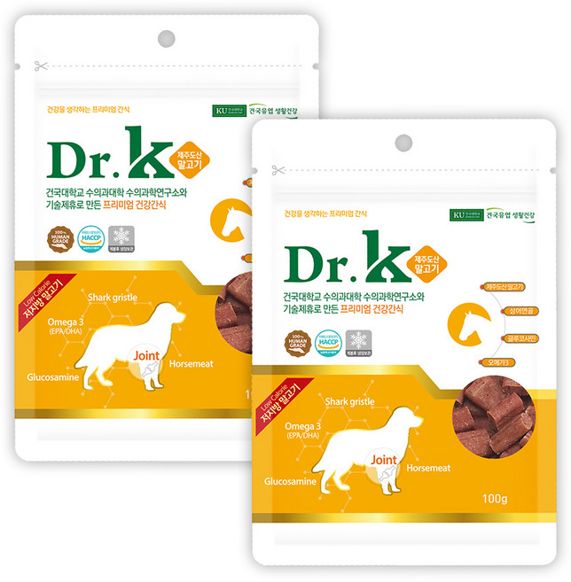 닥터케이 강아지 프리미엄 건강간식, 제주도산 말고기, 100g, 2개
