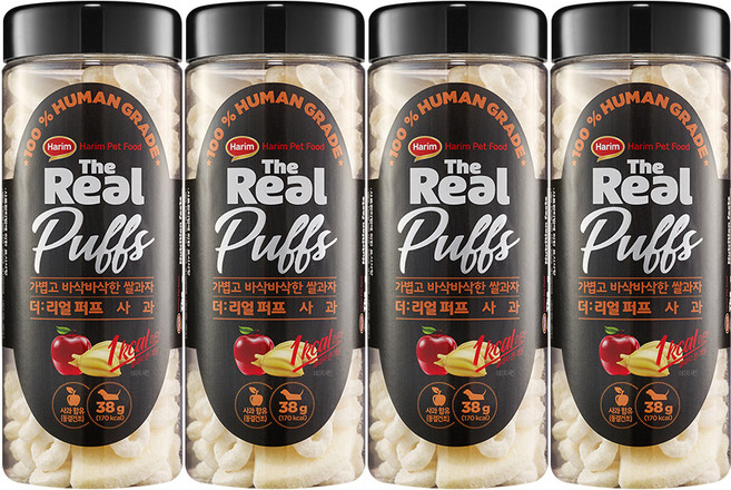 하림펫푸드 더리얼 퍼프 강아지 간식, 사과, 38g, 4개