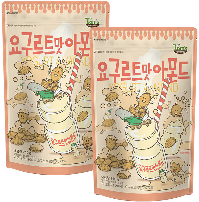탐스팜 요구르트맛아몬드, 210g, 2개