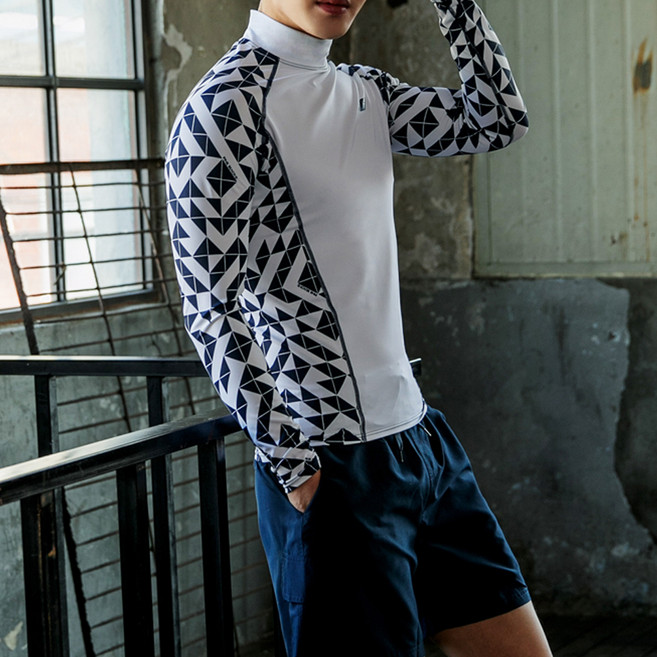 벤디스 남성용 래쉬가드 상의 매트릭 C214 + 하의 단색 A105 세트