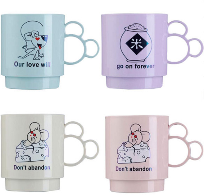 더자카 마우스손잡이 양치컵 Y247LBBT187, 랜덤 발송, 4개입