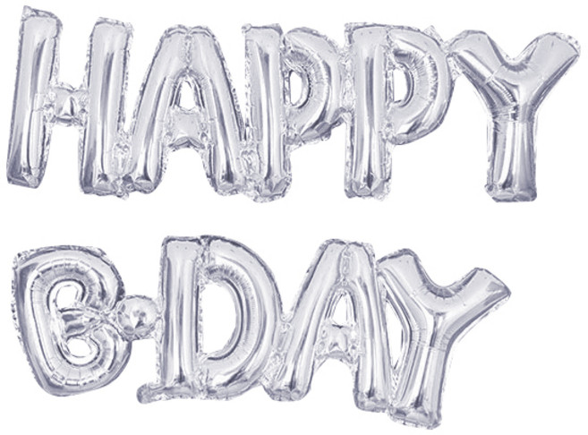 파티팡 HAPPY B DAY 은박풍선, 실버, 5개입
