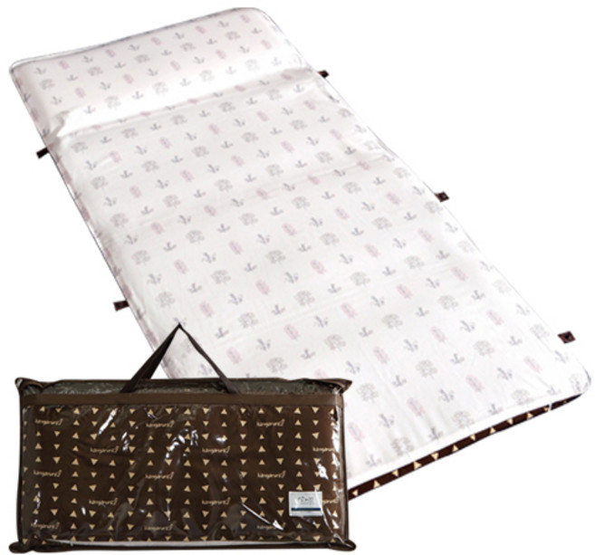 캥거루루 해피팜핑크라인 쿨매쉬 낮잠패드 베개 일체형 70 x 140 cm + 전용 가방, 혼합 색상