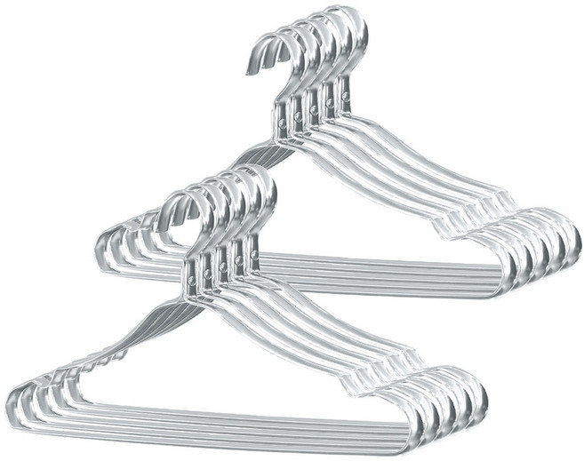 코시나 경량 알루미늄 논슬립 옷걸이 와이드형, 실버, 10개