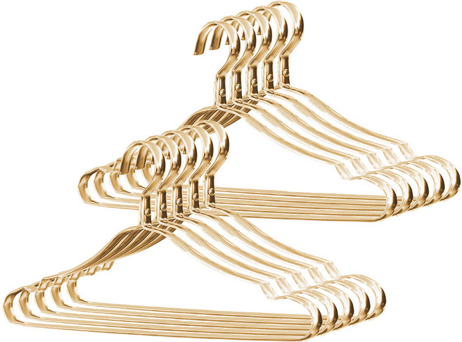 코시나 경량 알루미늄 논슬립 옷걸이 와이드형, 골드, 10개