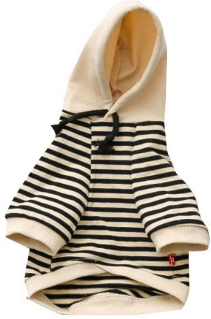 커플 스트라이프 후드티 반려동물용, 블랙, 1개