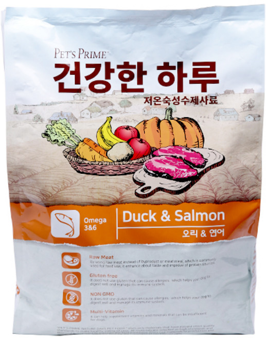 펫츠프라임 건강한 하루 강아지 수제사료 오메가 오리&연어, 3.6kg, 1개