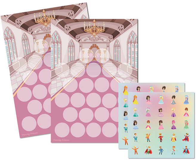 멜로우 칭찬스티커 공주님의 무도회, 혼합 색상, 2세트