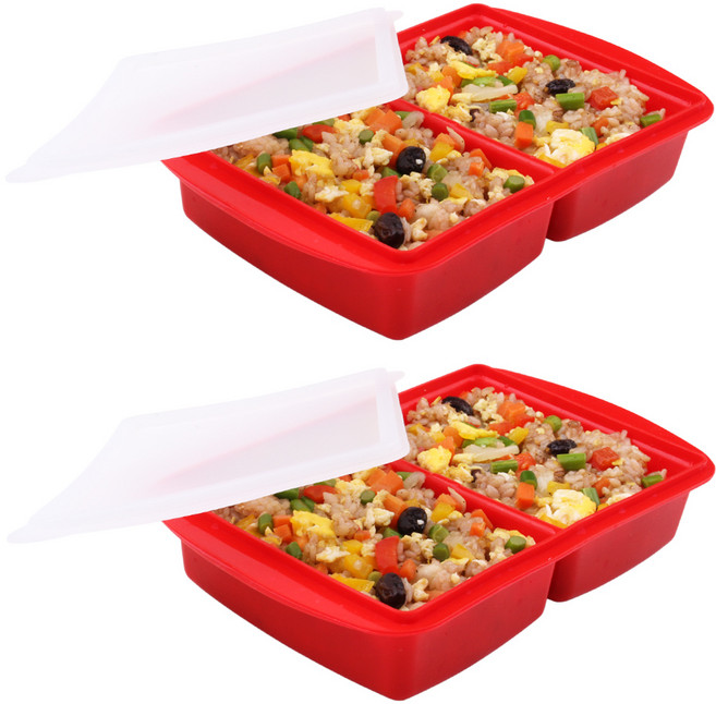 블룸엣홈 실리콘 양념큐브 마늘용기 2구 2p, 레드, 1개