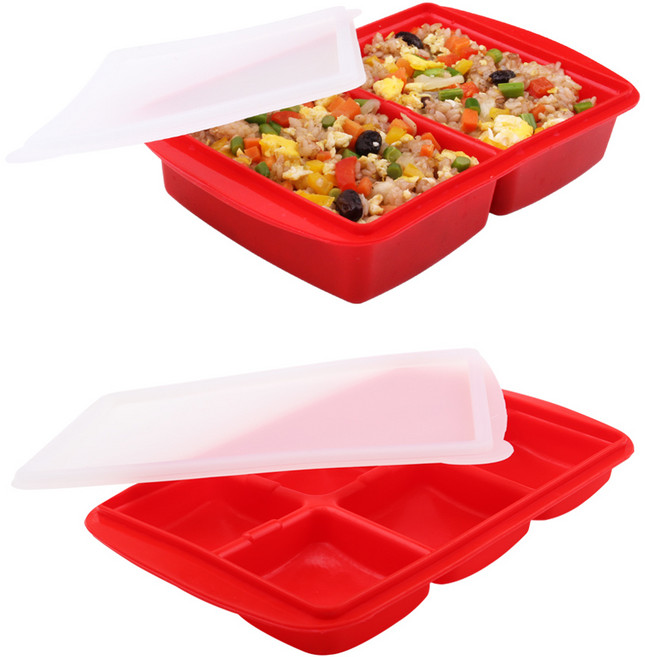 블룸엣홈 실리콘 양념큐브 마늘용기 2구 + 6구, 레드, 1개