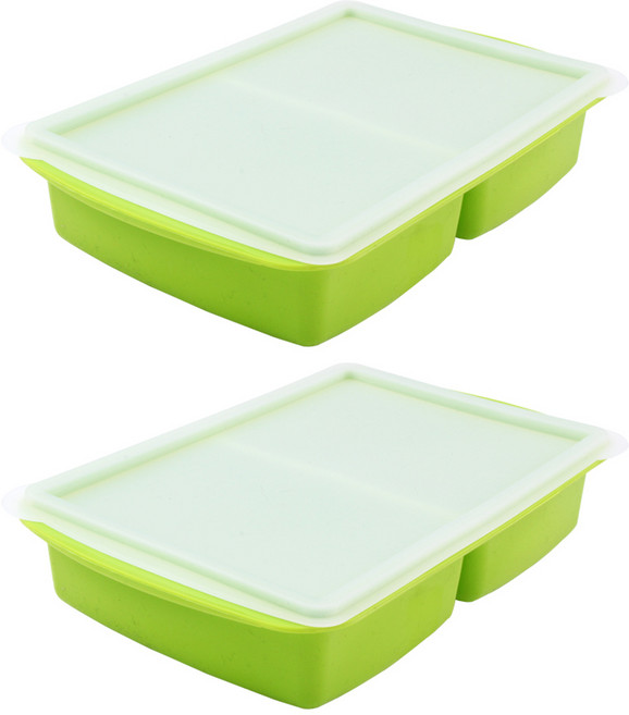 블룸엣홈 실리콘 양념큐브 마늘용기 2구 2p, 그린, 1개