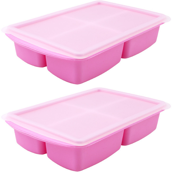 블룸엣홈 실리콘 양념큐브 마늘용기 4구 2p, 핑크