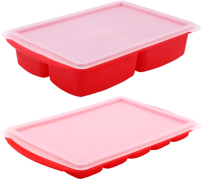 블룸엣홈 실리콘 양념큐브 마늘용기 4구 + 15구, 레드, 1개