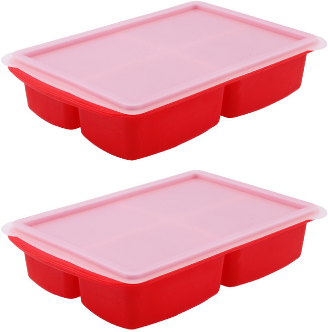 블룸엣홈 실리콘 양념큐브 마늘용기 4구 2p, 레드