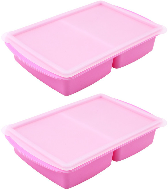 블룸엣홈 실리콘 양념큐브 마늘용기 2구 2p, 핑크