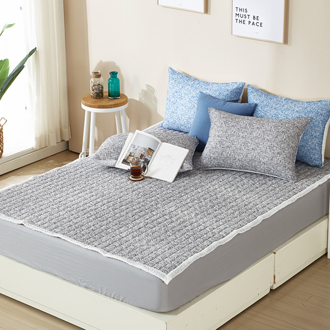 보드래 미스트 시어서커 리플 여름 패드겸카페트 + 베개커버 2p, 그레이