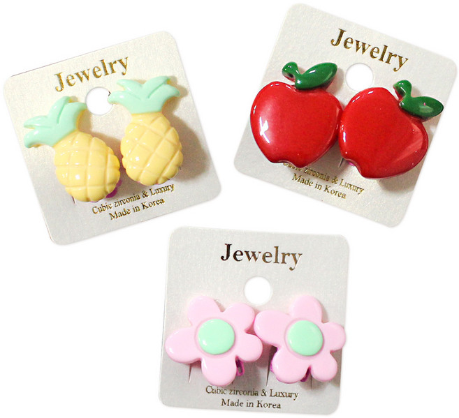 비단길 상큼 톡톡 유아 귀찌 귀걸이 3종 세트