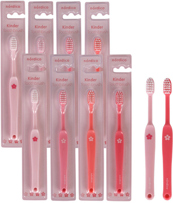 노르디코 킨더 유아칫솔 핑크블라썸 5종 x 2p, 혼합색상, 10개입, 1세트