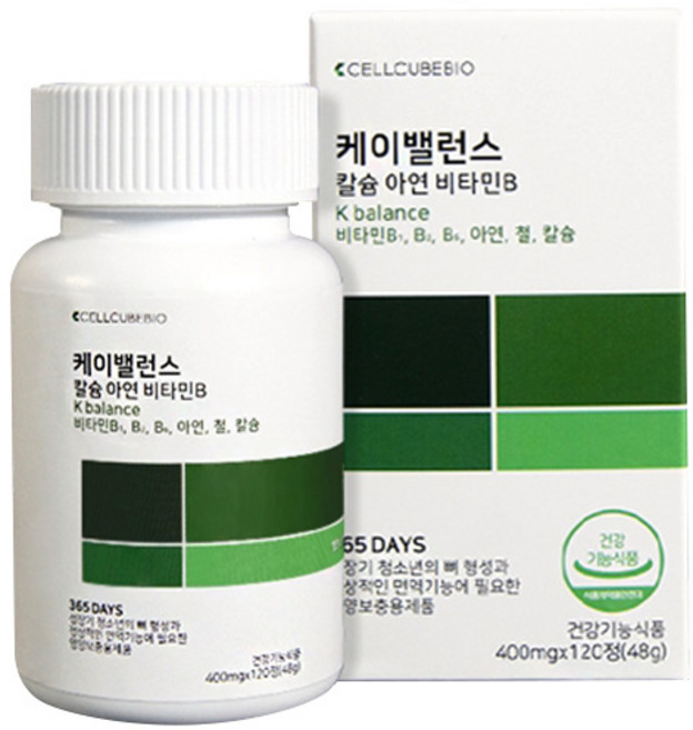 셀큐브바이오 케이밸런스 칼슘 아연 비타민B, 1개, 48g