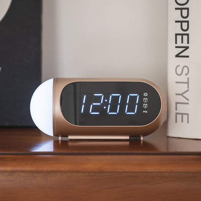 오리엔트 라디오알람 무드등 디지털탁상시계 OT1611DG + 어댑터, 로즈골드