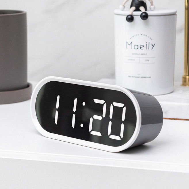 오리엔트 CLOCK 블랙렌즈 LED 디지털 탁상시계, 그레이