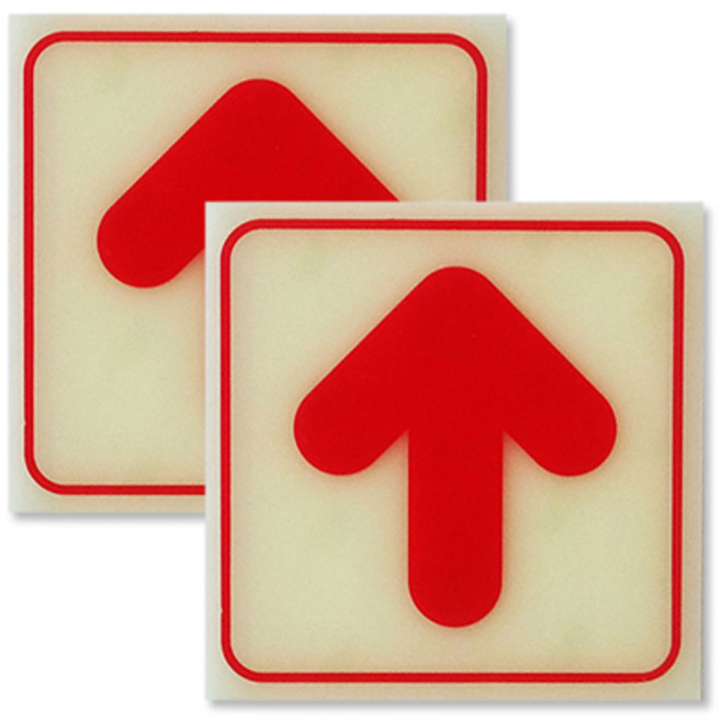 쁘띠팬시 F4013 축광 표지판 100 x 100 mm, 화살표(직선), 2개입