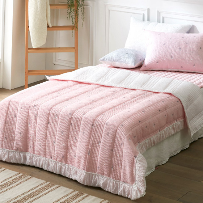 바니루이스 썸머트리 시어서커 리플 누비이불, 핑크