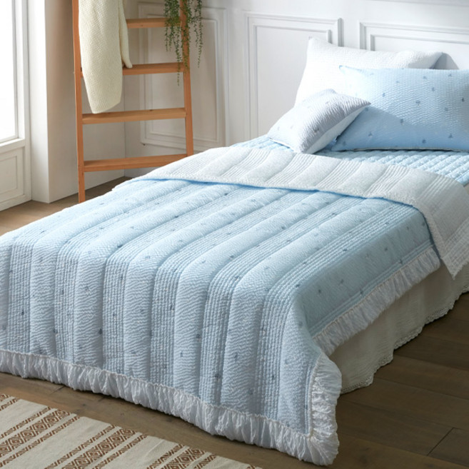 바니루이스 썸머트리 시어서커 리플 누비이불, 블루