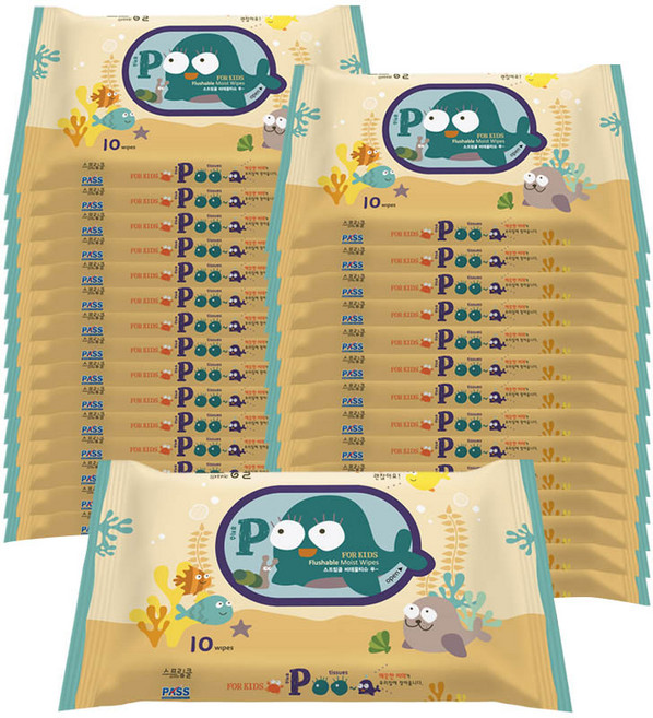 스프링클 푸 비데티슈 휴대형, 70g, 10매, 30개