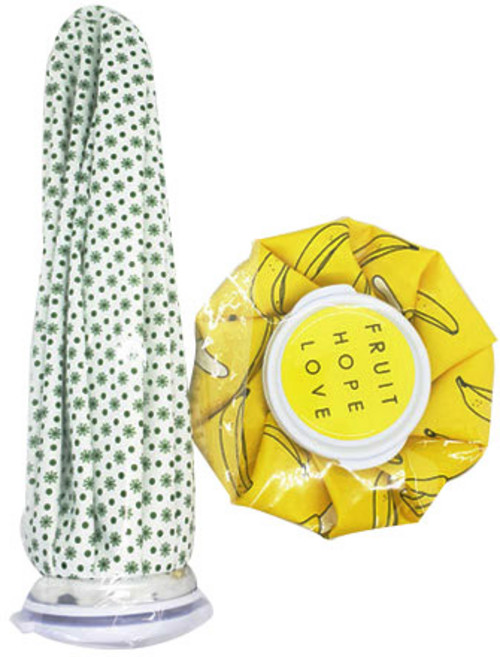 ETN 패턴 얼음주머니 대 27 x 8 cm 바나나옐로우 + 그린스프레이, 1세트