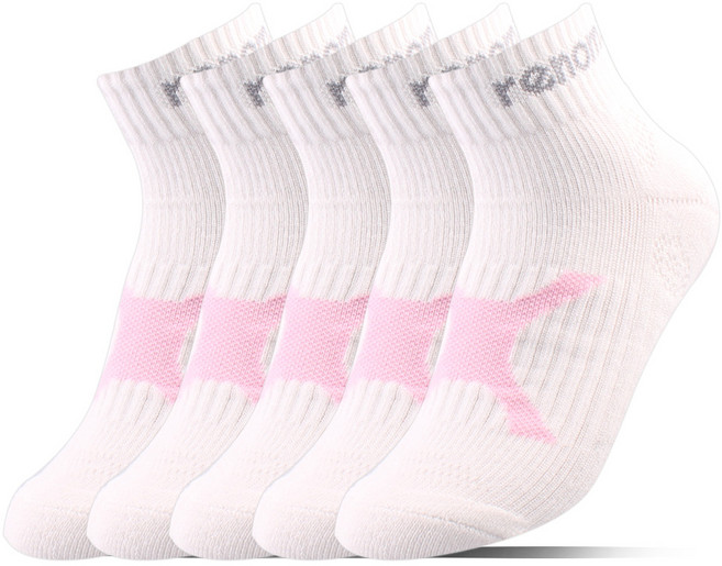 레노마 여성용 F타입 스포츠 파일단목양말 5족, 화이트, 5개