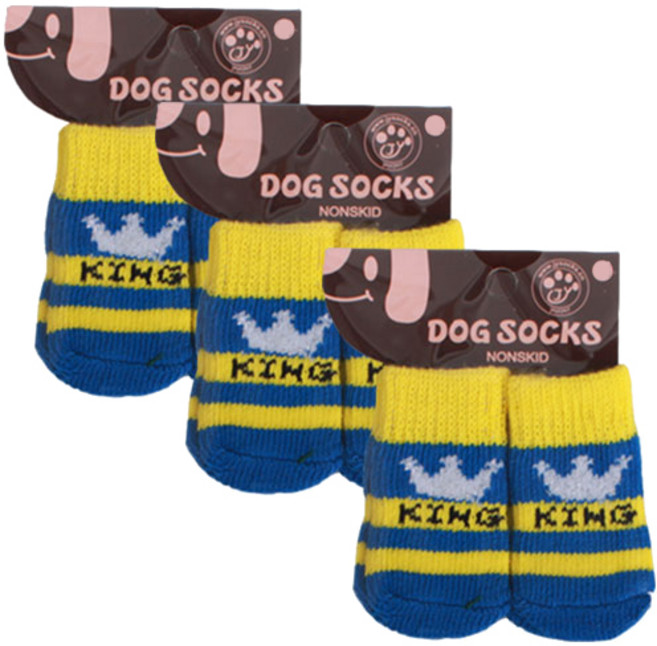 셀럽펫 크라운프린스 강아지 양말 4p, 혼합 색상, 3세트
