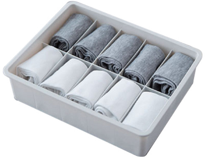 올리브엣 칸칸이 다용도 속옷정리함 양말수납함 10칸, 1개, 그레이