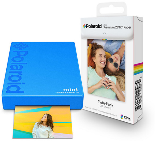 Polaroid 寶麗萊 Mint 智慧型手機相片印表機 便攜式 + 相紙 20張, POLMP02, 藍色