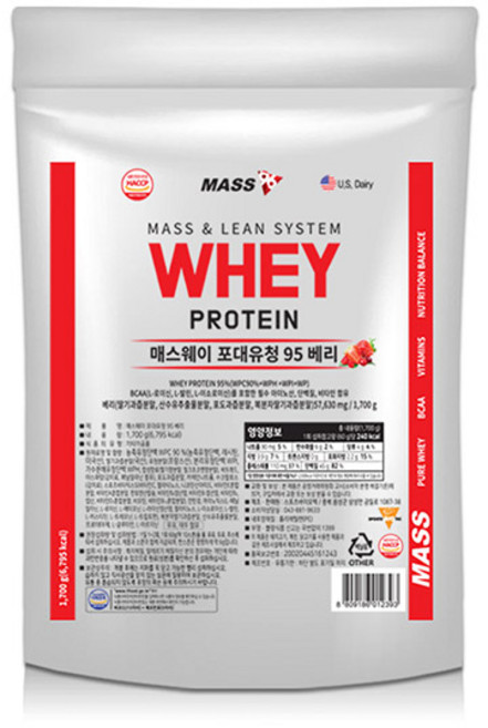 매스96 포대유청 95 단백질보충제 베리맛, 1.7kg, 1개