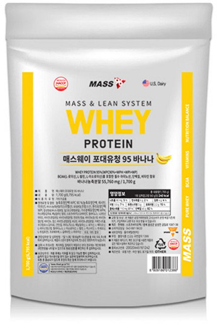 매스96 포대유청 95 단백질보충제 바나나맛, 1.7kg, 1개