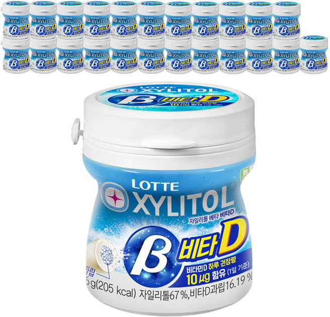 롯데자일리톨 껌 베타 비타D 용기, 86g, 24개