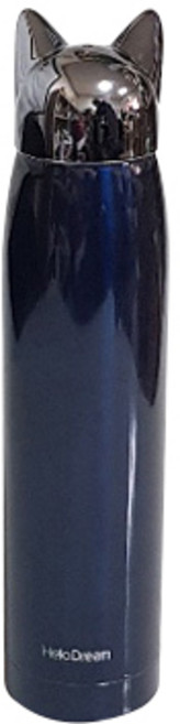 PUKO T21狐狸造型瓶蓋掛繩保溫瓶, 藍色, 350ml