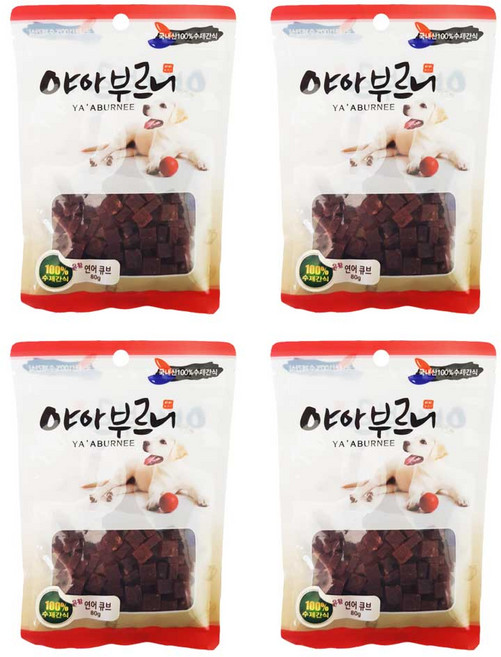 야아부르니 국내산 강아지 수제간식, 유황연어큐브맛, 80g, 4개