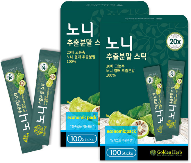 골든허브 20배 농축 노니 추출분말 스틱, 2개, 100g