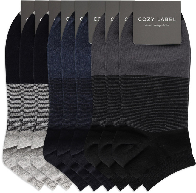 코지라벨 남성용 스트라이프 정장 발목양말 9켤레