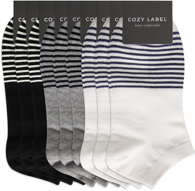 COZY LABEL 男士條紋網眼運動踝襪 9雙