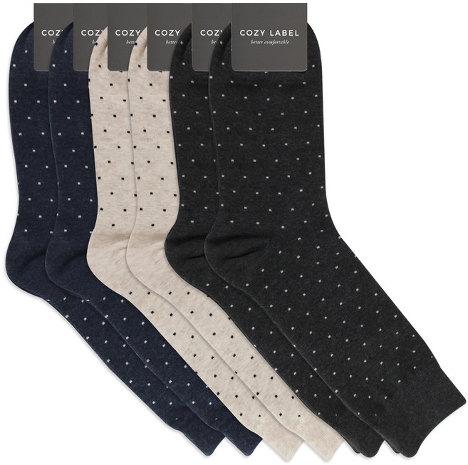 코지라벨 남성용 도트 긴목 정장 신사양말 6족 세트