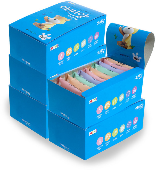 아띠앙 미니 물티슈 휴대형, 10매, 50개