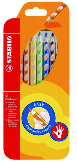 스타빌로 이지칼라 색연필 세트 오른손용, 6색, 1개