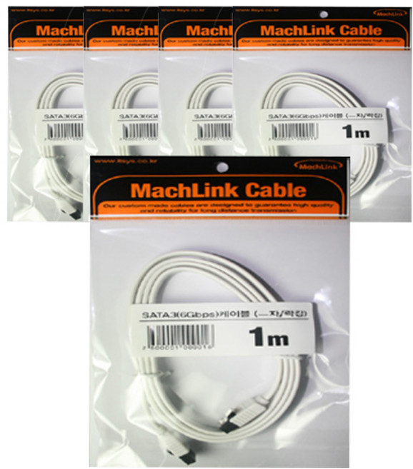 마하링크 SATA3 케이블 6Gbps Lock ML-S3I010, 5개, 1m